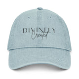 Divinely Created Denim Hat - Embroidered Adjustable Cap